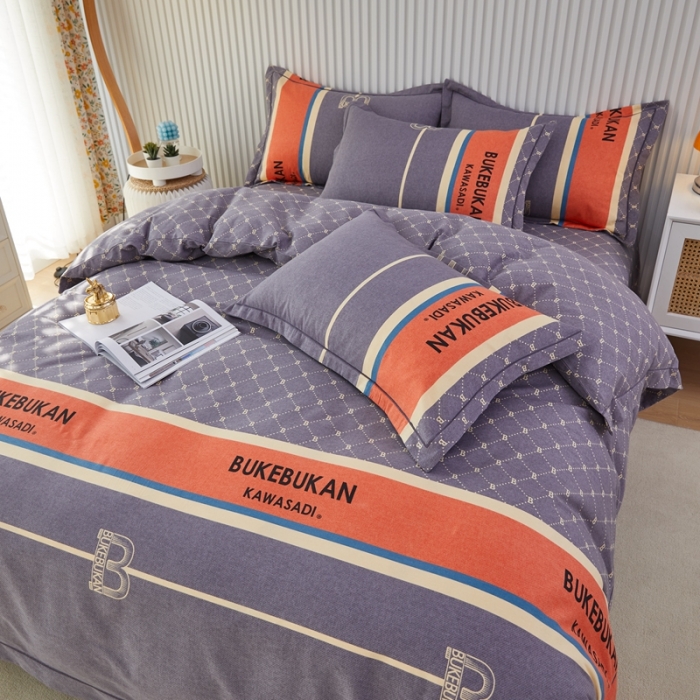 91家纺网 家纺一手货源 找家纺 杜先生 2023新款全棉加厚磨毛系列四件套 魅力生活-灰