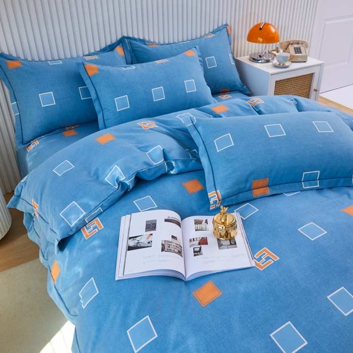 91家纺网 家纺一手货源 找家纺 杜先生 2023新款全棉加厚磨毛系列四件套 梦幻空间-蓝