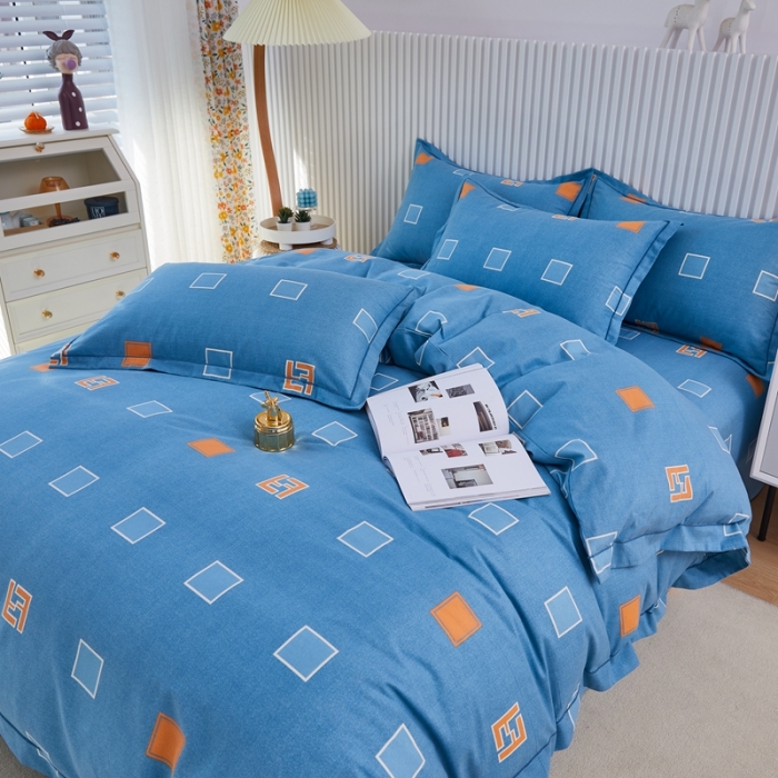91家纺网 家纺一手货源 找家纺 杜先生 2023新款全棉加厚磨毛系列四件套 梦幻空间-蓝