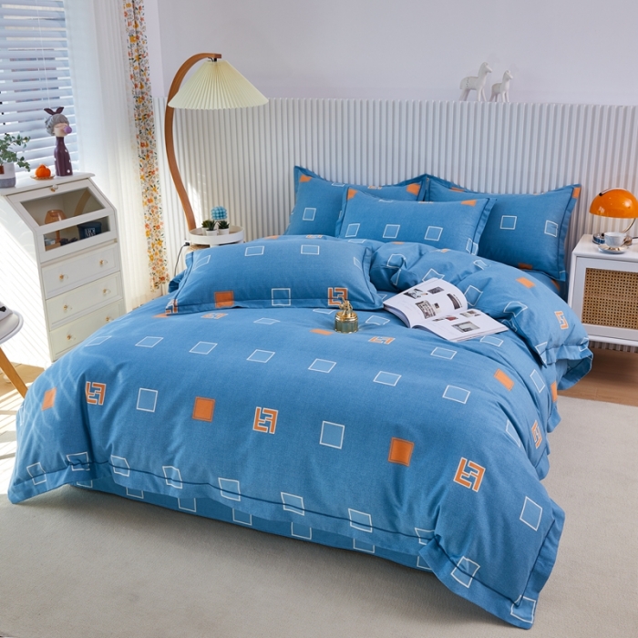 91家纺网 家纺一手货源 找家纺 杜先生 2023新款全棉加厚磨毛系列四件套 梦幻空间-蓝