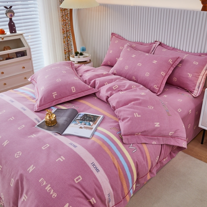 91家纺网 家纺一手货源 找家纺 杜先生 2023新款全棉加厚磨毛系列四件套 名爵世家-豆沙