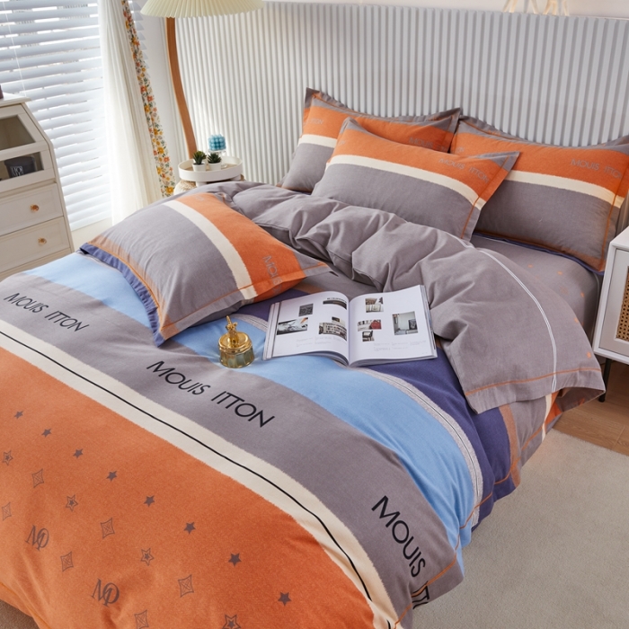 91家纺网 家纺一手货源 找家纺 杜先生 2023新款全棉加厚磨毛系列四件套 圣托里尼-桔