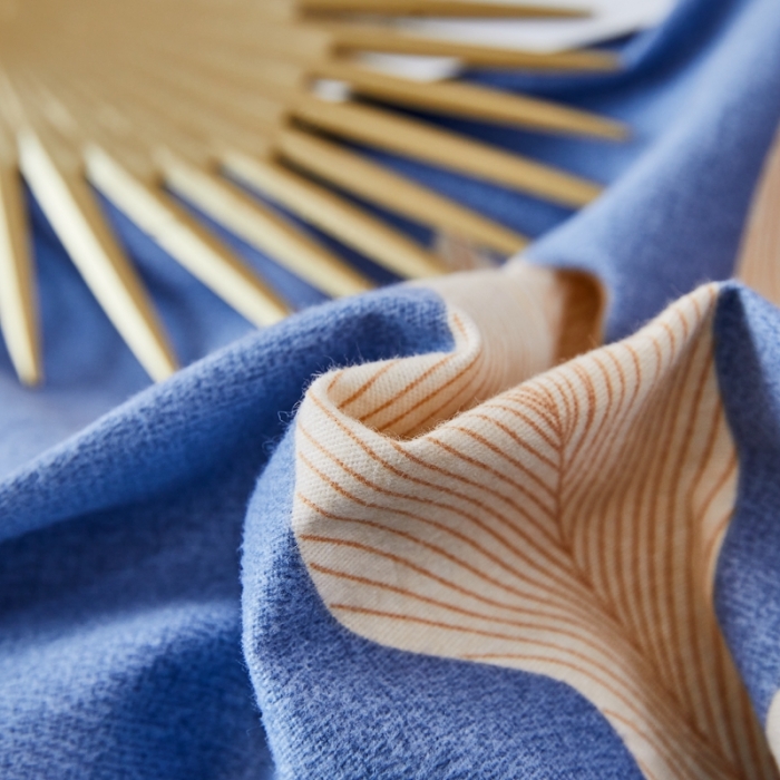 91家纺网 家纺一手货源 找家纺 杜先生 2023新款全棉加厚磨毛系列四件套 叶叶相随-蓝