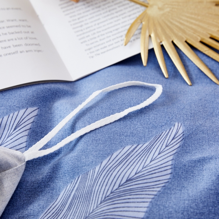 91家纺网 家纺一手货源 找家纺 杜先生 2023新款全棉加厚磨毛系列四件套 叶叶相随-蓝