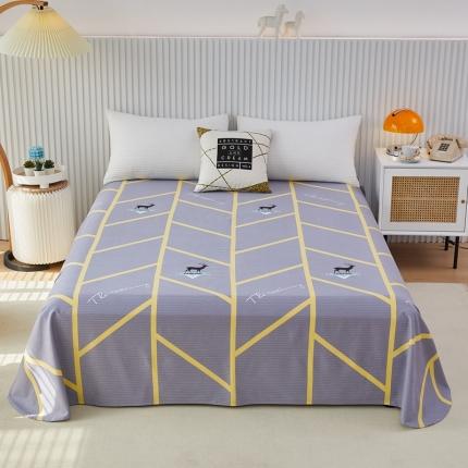 91家纺网 家纺一手货源 找家纺 杜先生22新款全棉加厚磨毛系列床单 快乐露营-灰（圆角床单）