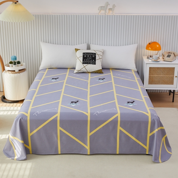 91家纺网 家纺一手货源 找家纺 杜先生22新款全棉加厚磨毛系列床单 快乐露营-灰（圆角床单）