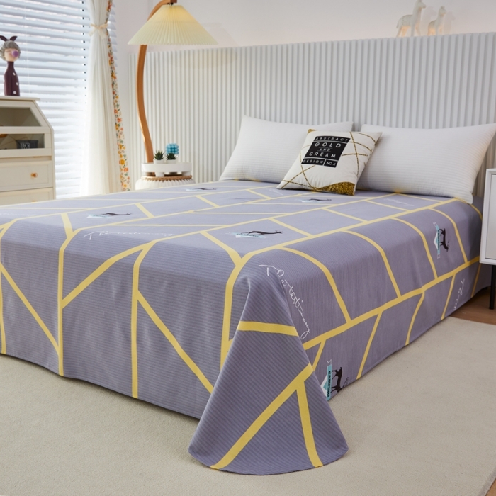 91家纺网 家纺一手货源 找家纺 杜先生22新款全棉加厚磨毛系列床单 快乐露营-灰（圆角床单）