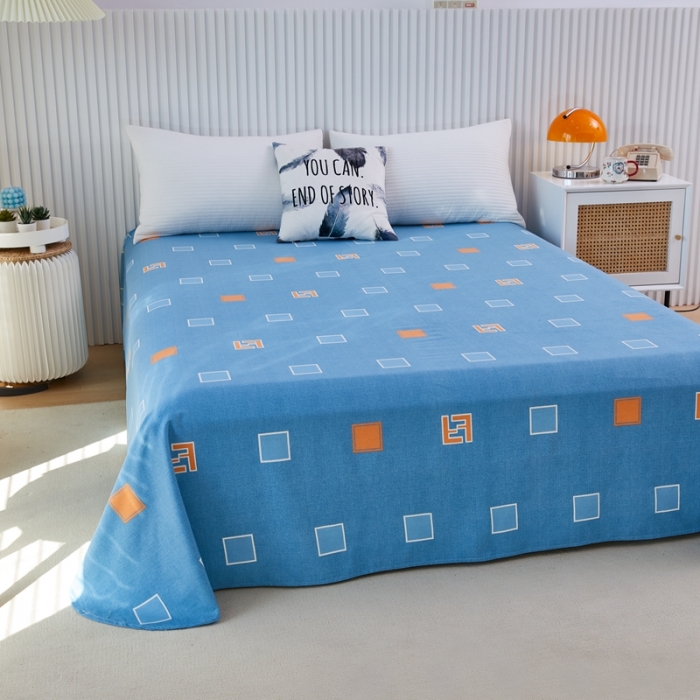 91家纺网 家纺一手货源 找家纺 杜先生22新款全棉加厚磨毛系列床单 梦幻空间-蓝（圆角床单）