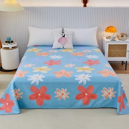 杜先生22新款全棉加厚磨毛系列床单 花语时光-蓝（直角床单）