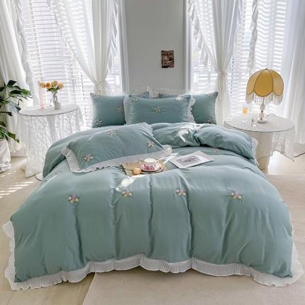 91家纺网 家纺一手货源 找家纺 （总）琪格格2022年水洗棉绣花仙女款四件套小花系列