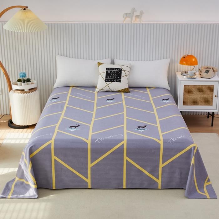 91家纺网 家纺一手货源 找家纺 杜先生22新款全棉加厚磨毛系列床单 快乐露营-灰（直角床单）