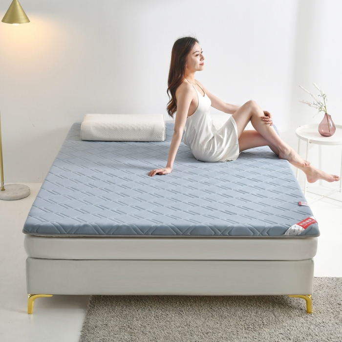 91家纺网 家纺一手货源 找家纺 鑫钰 2023新款全棉加厚抗菌大豆纤维床垫 艾诺-蓝