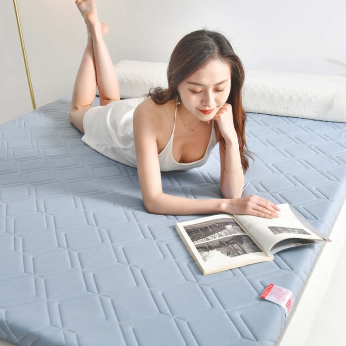 91家纺网 家纺一手货源 找家纺 鑫钰 2023新款全棉加厚抗菌大豆纤维床垫 艾诺-蓝