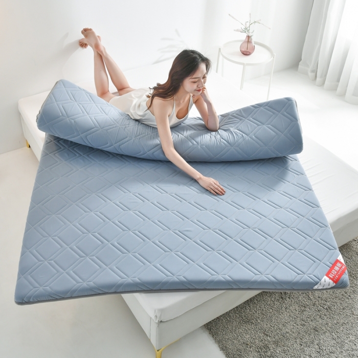 91家纺网 家纺一手货源 找家纺 鑫钰 2023新款全棉加厚抗菌大豆纤维床垫 艾诺-蓝