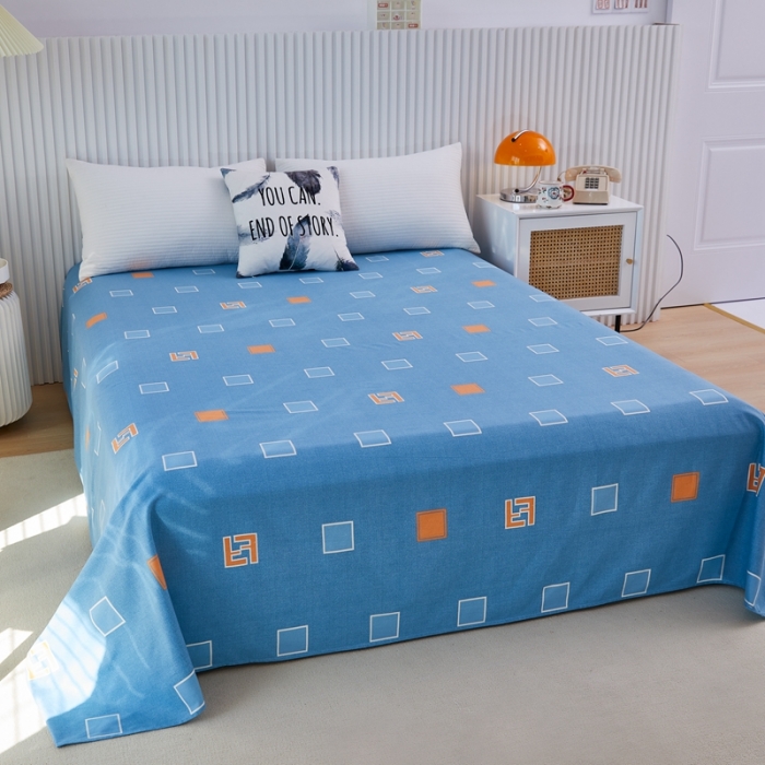 91家纺网 家纺一手货源 找家纺 杜先生22新款全棉加厚磨毛系列床单 梦幻空间-蓝（直角床单）