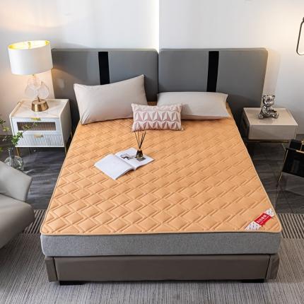 91家纺网 家纺一手货源 找家纺 鑫钰 22年新款全棉大豆色织床护垫纯色保护垫 橙