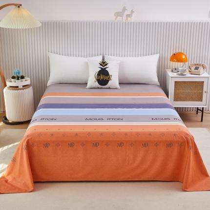 91家纺网 家纺一手货源 找家纺 杜先生22新款全棉加厚磨毛系列床单 圣托里尼-桔（直角床单）