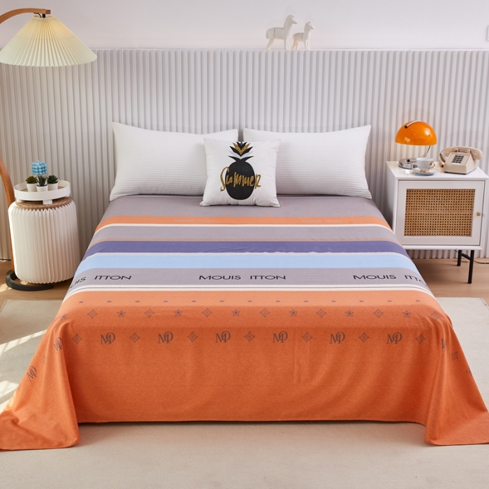 91家纺网 家纺一手货源 找家纺 杜先生22新款全棉加厚磨毛系列床单 圣托里尼-桔（直角床单）