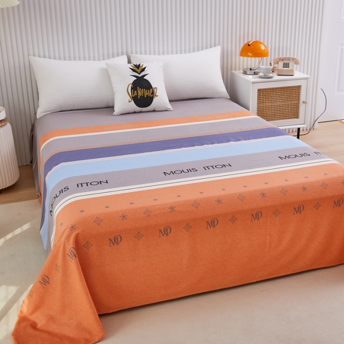 91家纺网 家纺一手货源 找家纺 杜先生22新款全棉加厚磨毛系列床单 圣托里尼-桔（直角床单）