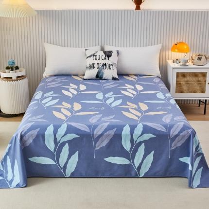 杜先生22新款全棉加厚磨毛系列床单 叶叶相随-蓝（直角床单）