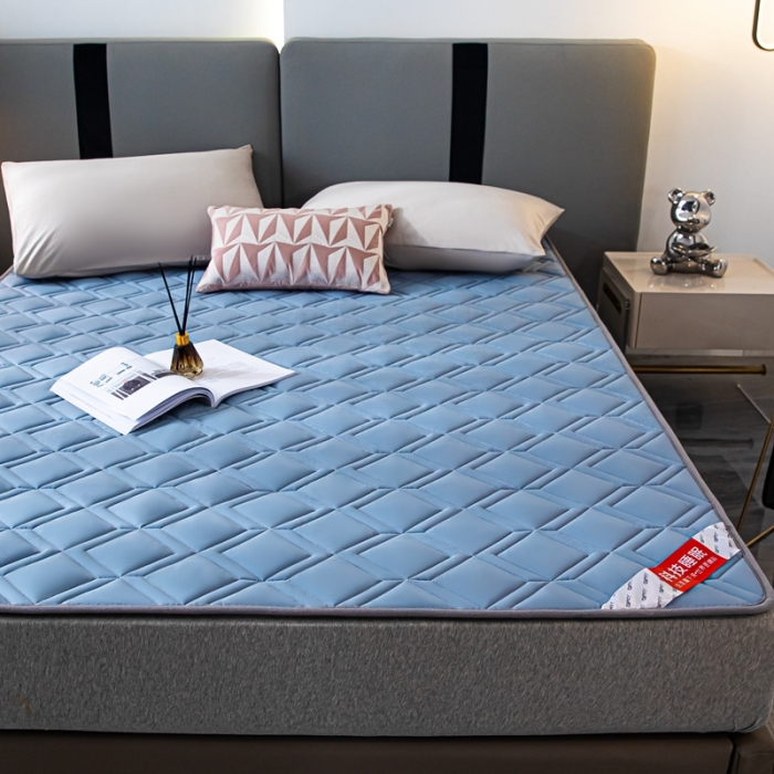 91家纺网 家纺一手货源 找家纺 鑫钰 22年新款全棉大豆色织床护垫纯色保护垫 蓝