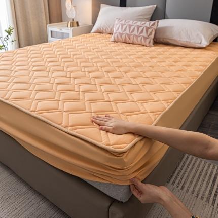鑫钰 2023新款全棉大豆床笠纯棉抗菌夹棉床笠床垫保护罩 橙
