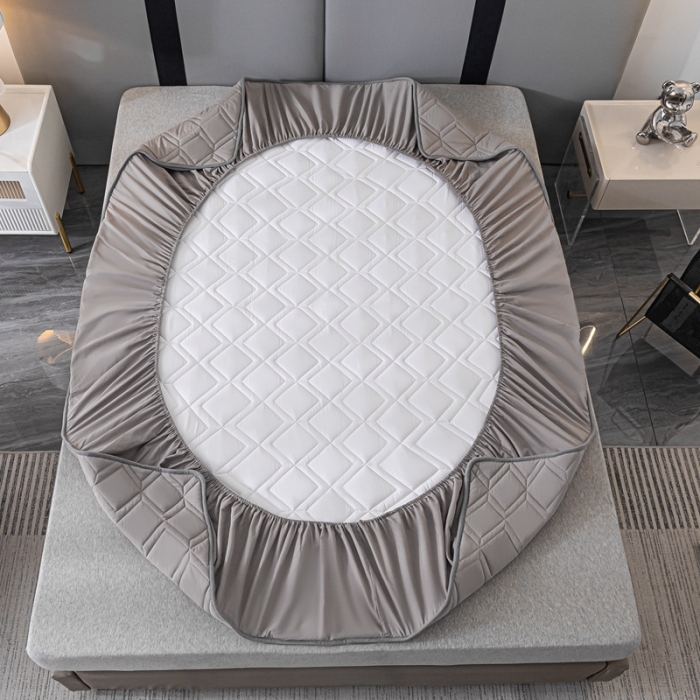 91家纺网 家纺一手货源 找家纺 鑫钰 2023新款全棉大豆床笠纯棉抗菌夹棉床笠床垫保护罩 灰