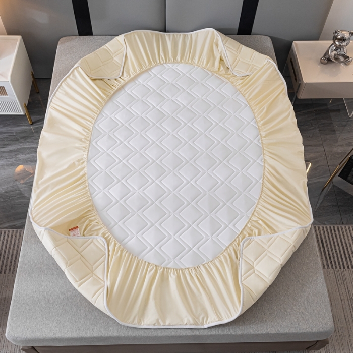 91家纺网 家纺一手货源 找家纺 鑫钰 2023新款全棉大豆床笠纯棉抗菌夹棉床笠床垫保护罩米白