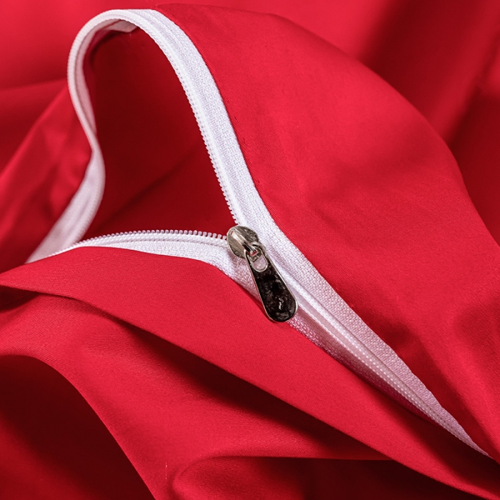 91家纺网 家纺一手货源 找家纺 品乐2023新款120支苏绣锦缎四件套 轻之妙恋-大红