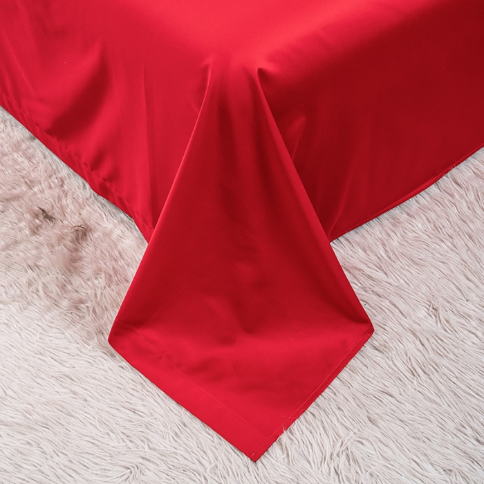 91家纺网 家纺一手货源 找家纺 品乐2023新款120支苏绣锦缎四件套 轻之妙恋-大红