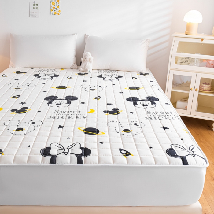 91家纺网 家纺一手货源 找家纺 鑫钰 2023新款迪士尼全棉床笠纯棉抗菌床罩席梦思保护套 米奇-黑