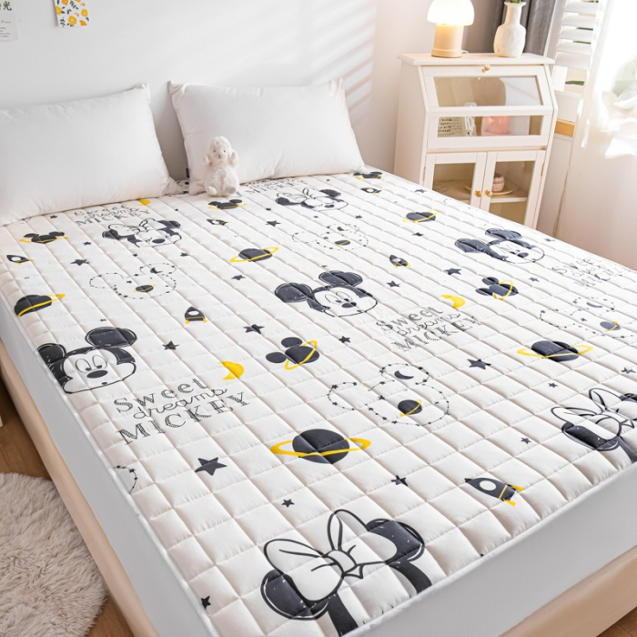 91家纺网 家纺一手货源 找家纺 鑫钰 2023新款迪士尼全棉床笠纯棉抗菌床罩席梦思保护套 米奇-黑