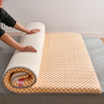 鑫钰 2023全棉新款全棉棋盘格榻榻米加厚床垫 棋盘格 橙