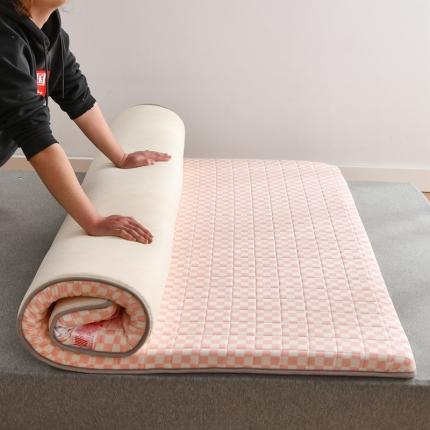 鑫钰 2023全棉新款全棉棋盘格榻榻米加厚床垫 棋盘格 粉