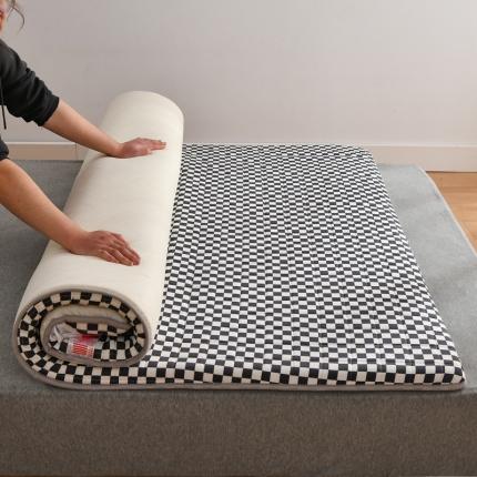 鑫钰 2023全棉新款全棉棋盘格榻榻米加厚床垫 棋盘格 黑