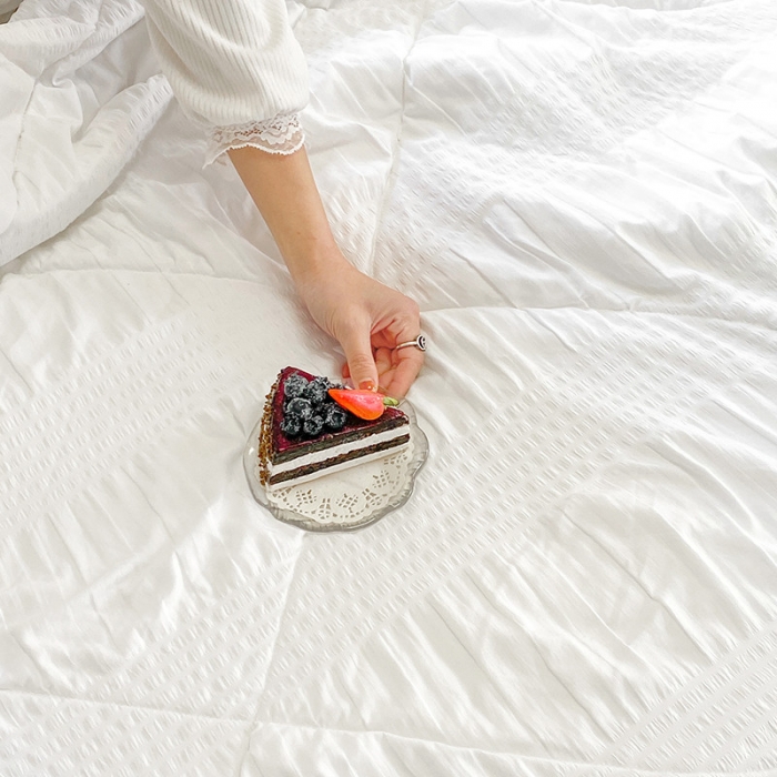 91家纺网 家纺一手货源 找家纺 吾诺 2022 梦幻泡泡纱夏被四件套公主风小清新韩版 梦幻白