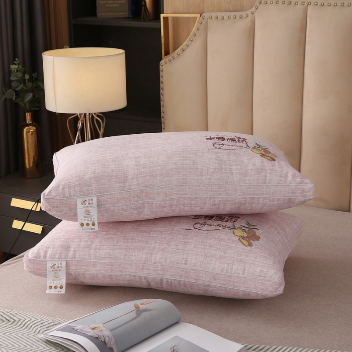 91家纺网 家纺一手货源 找家纺 （总）锦绣万家 2022新款暖绒生姜刺绣立体枕头保健护颈枕芯