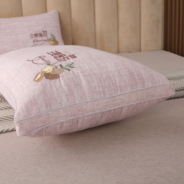 91家纺网 家纺一手货源 找家纺 （总）锦绣万家 2022新款暖绒生姜刺绣立体枕头保健护颈枕芯