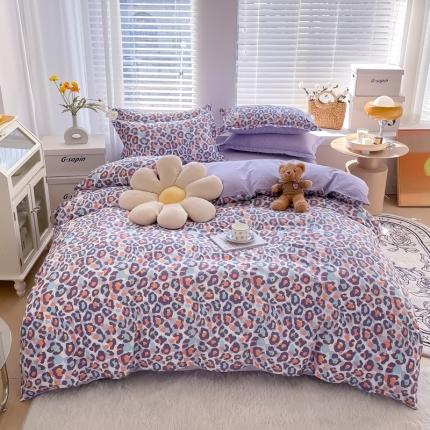 91家纺网 家纺一手货源 找家纺 芯贝儿2022新款13370小清新全m印花四件套豹纹