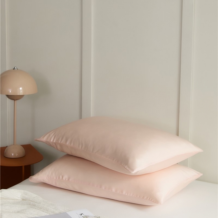 91家纺网 家纺一手货源 找家纺 新款60支天丝单品系列-枕套桃粉色