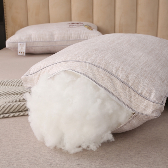 91家纺网 家纺一手货源 找家纺 锦绣万家 2022新款暖绒生姜刺绣立体枕头保健护颈枕芯 米黄