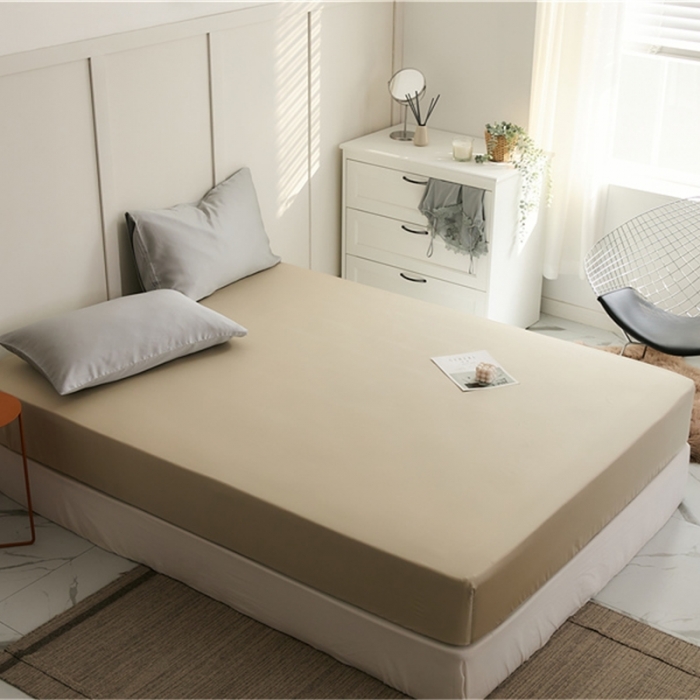 91家纺网 家纺一手货源 找家纺 新款60支天丝单品系列床笠芥末卡其