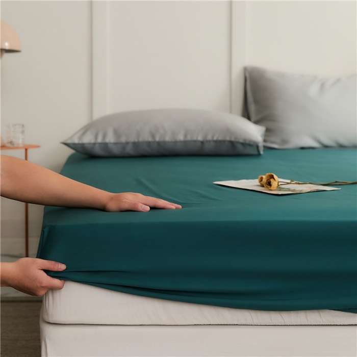 91家纺网 家纺一手货源 找家纺 新款60支天丝单品系列-床笠森林绿