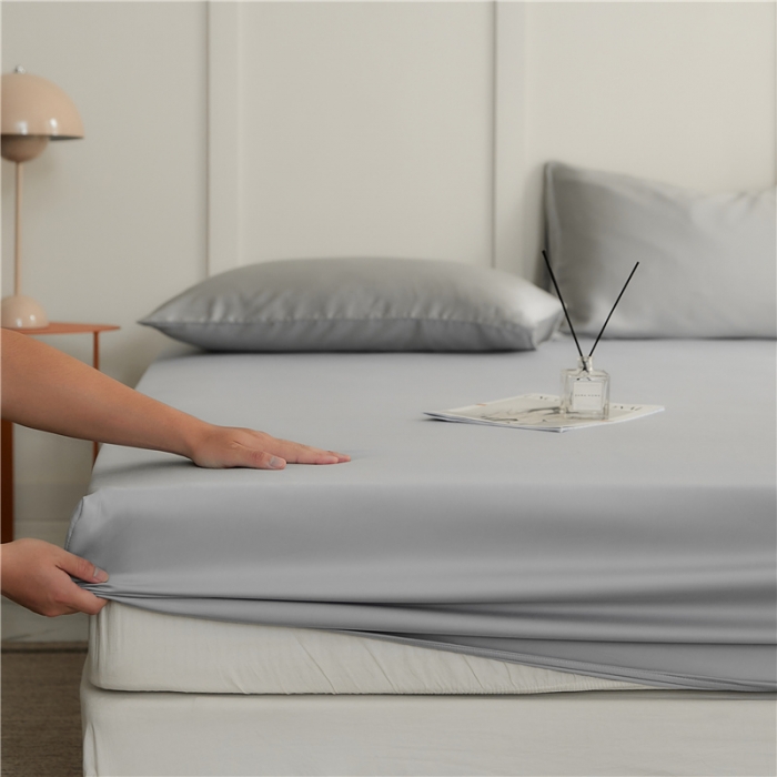 91家纺网 家纺一手货源 找家纺 新款60支天丝单品系列-床笠水晶紫