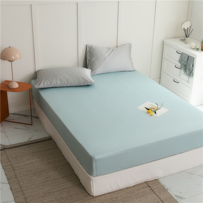 91家纺网 家纺一手货源 找家纺 新款60支天丝单品系列-床笠天水蓝