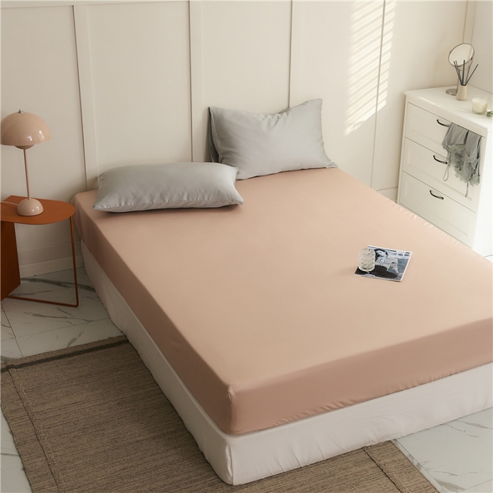 91家纺网 家纺一手货源 找家纺 新款60支天丝单品系列-床笠杏粉色