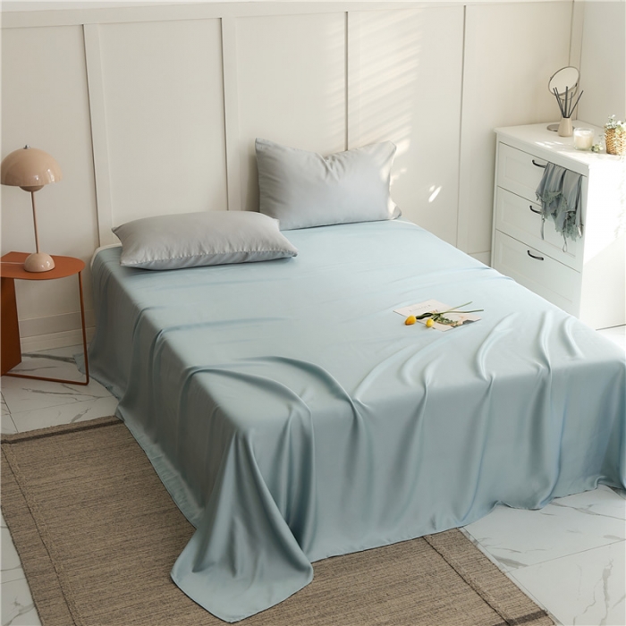 91家纺网 家纺一手货源 找家纺 新款60支天丝单品系列-床单天水蓝