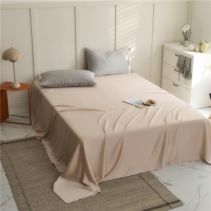 91家纺网 家纺一手货源 找家纺 新款60支天丝单品系列-床单杏粉色