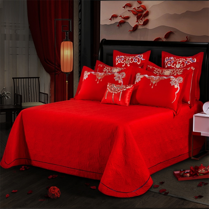 91家纺网 家纺一手货源 找家纺 2025新款婚庆磨毛四件套多件套 相爱今生