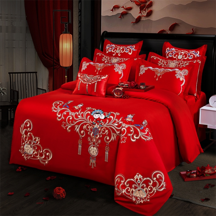 91家纺网 家纺一手货源 找家纺 2025新款婚庆磨毛四件套多件套 相爱今生